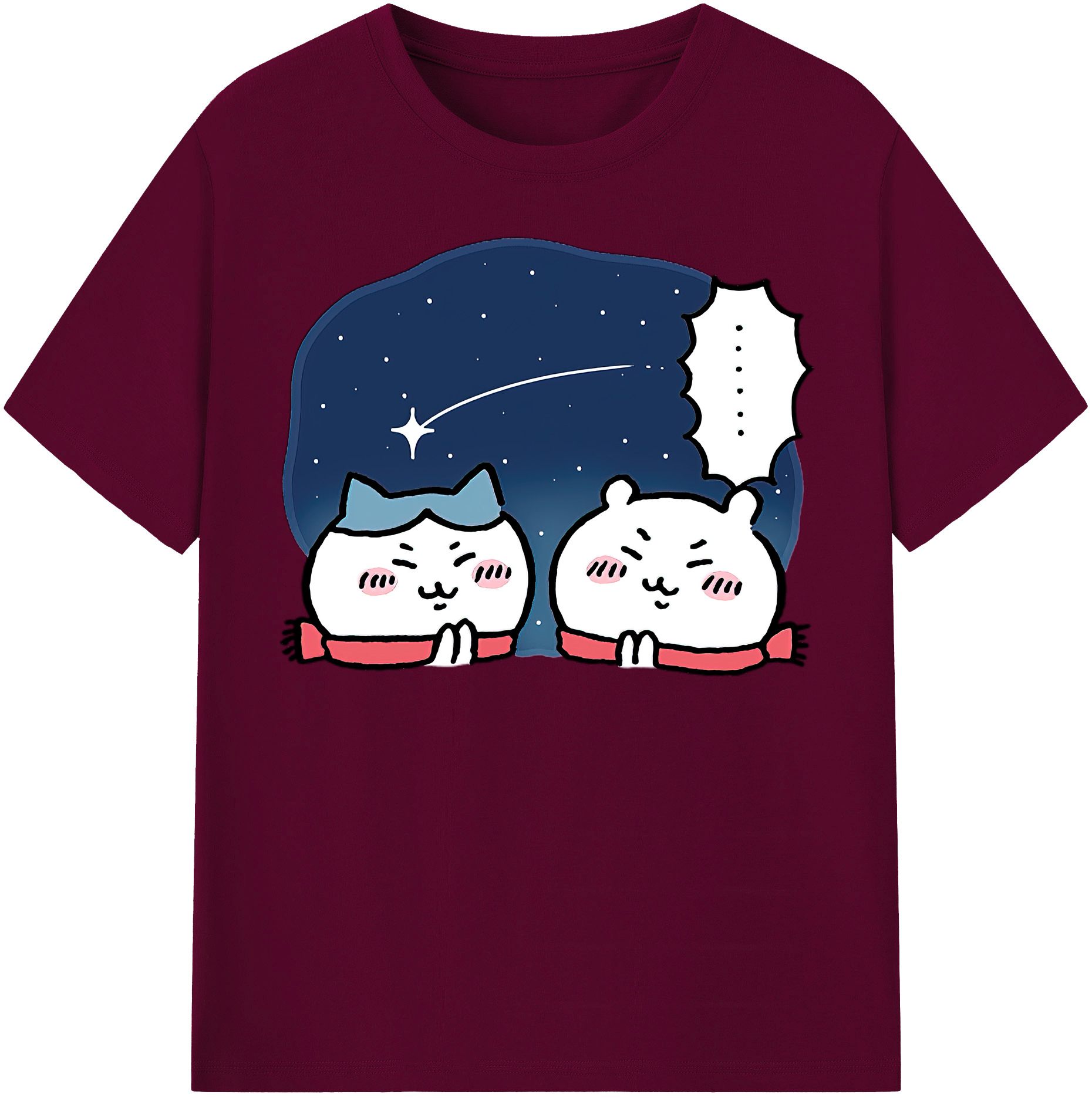 （画像用） ちいかわ ハチワレ Chii-kawa hachiware レディースカジュアルプリントTシャツ（綿100％）